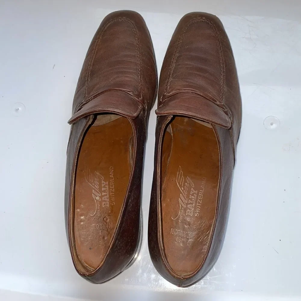 Vintage Bally of Switzerland Marlon brown‎ leather slip on loafers